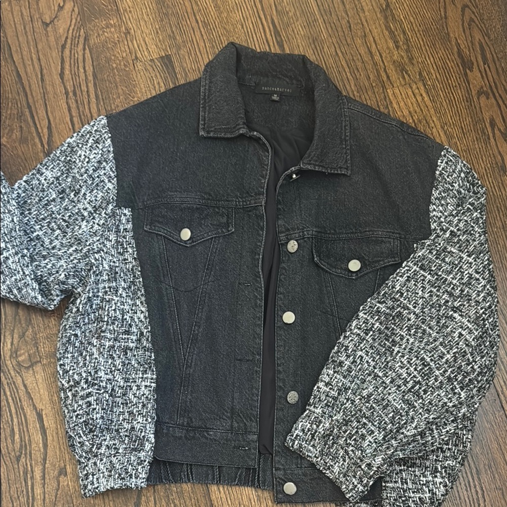 Black and Gray Denim Jacket